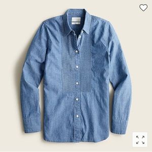 Slim-fit tuxedo shirt in chambray